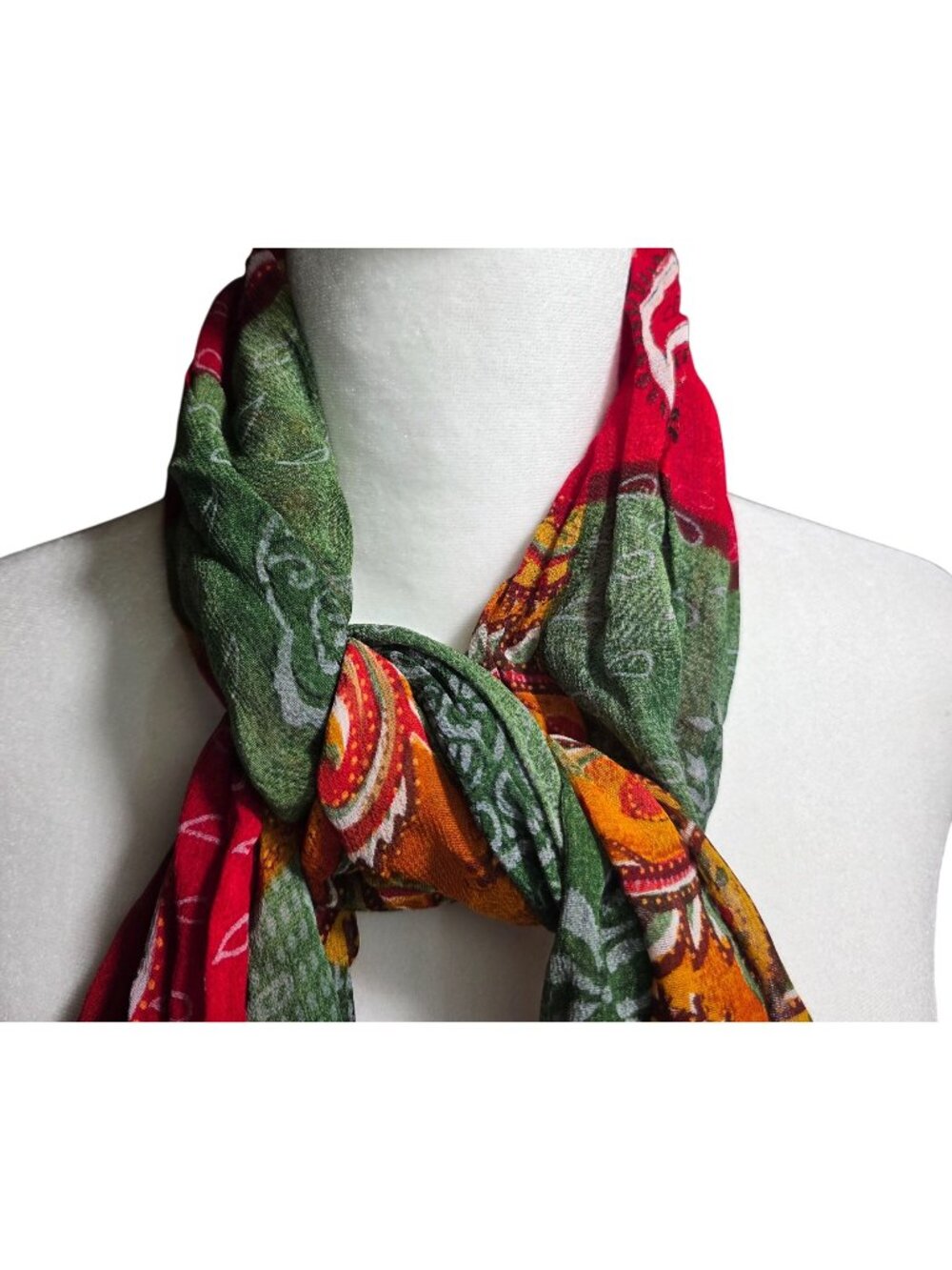 Chicos Patchwork Scarf Floral Paisley colorblock boho wrap cottagecore